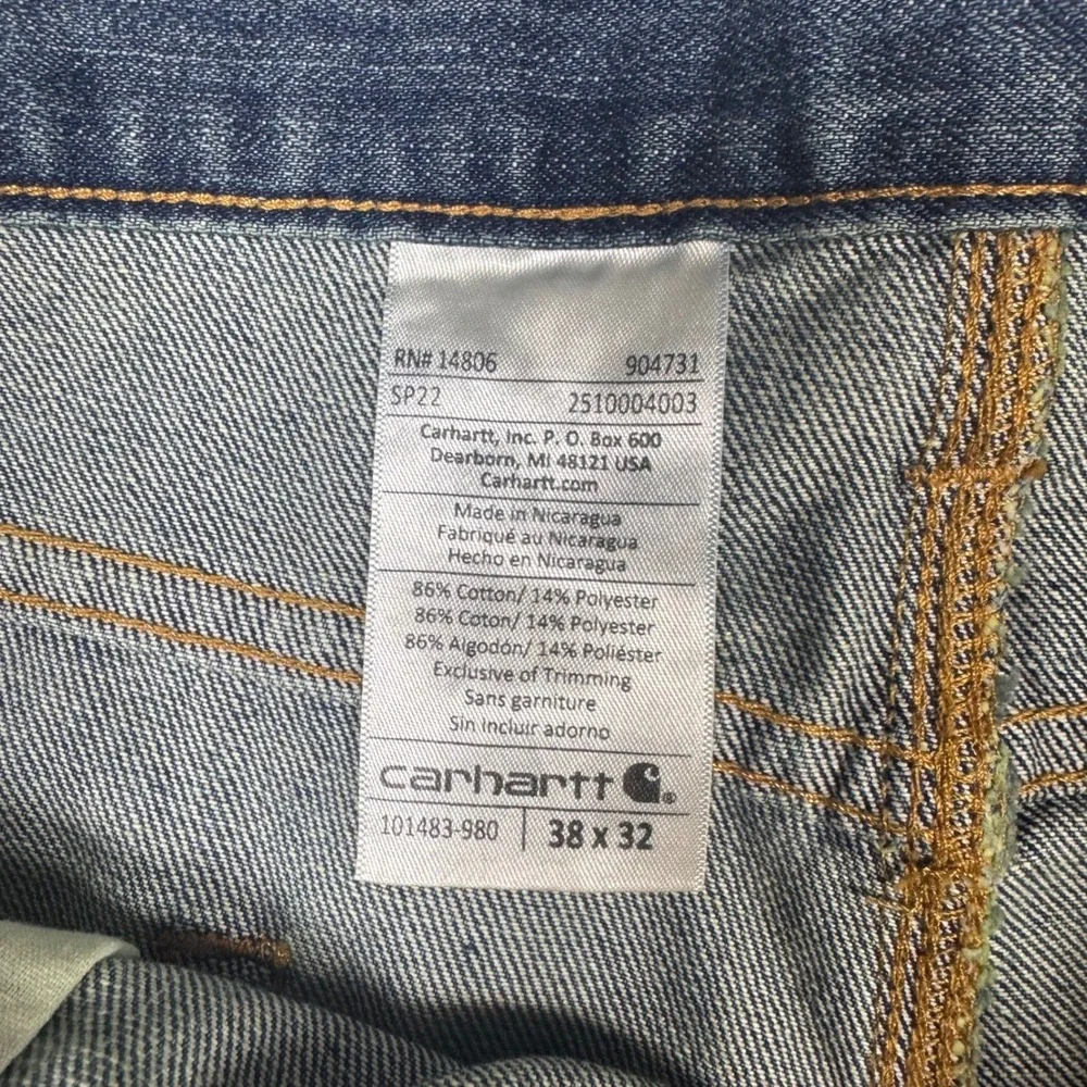 NWT Carhartt Holter Jeans Relaxed Fit 38x32 Mens Denim Pants Blue Straight Leg - Picture 5 of 8